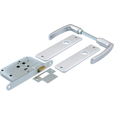 Afbeelding van Deurbeslag set Starx (Deurklinken met schild, Loopslot sluitplaat)