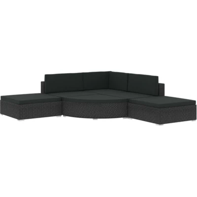Afbeelding van vidaXL 6 delige Loungeset met kussens poly rattan zwart