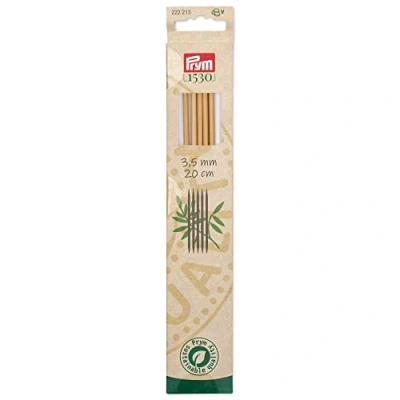 Afbeelding van Prym 1530 Bamboe (20cm, 3.50mm) Dubbele Puntig Breien Naald 5 Naalden