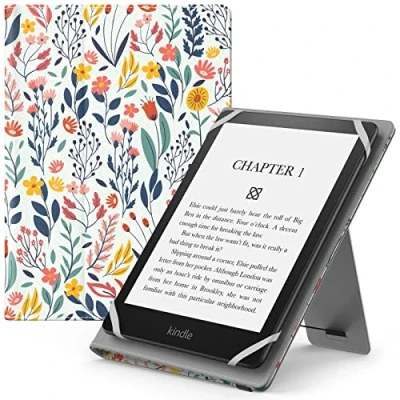 Afbeelding van MoKo Universal Case for 6&quot;,6.8&quot;,7&quot; Kindle eReaders Kindle/Kobo/Voyaga/Lenovo/Sony E Book Reader, Lightweight PU Leather Folio Shell Cover Case, with Hand Strap/Kickstand, Flowers