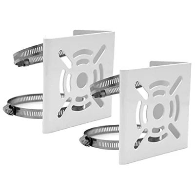 Afbeelding van WiTi Universele verticale paalbevestiging voor beveiligingscamera, massief metalen montagehoekbeugel met 2 luspijpklemmen, geschikt CCTV camera&#039;s (2pack klein formaat)