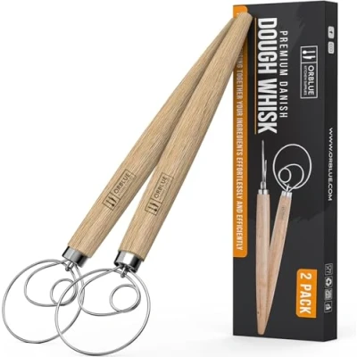 Afbeelding van Orblue Deense Deeggarde Groot Nederlandse Handmixer voor Brood, Koekjes, Dumplins of Pizzadeeg Beste Vervanging een Mixer en Blender Bak Gereedschap Ambachtelijke 2 Stuk