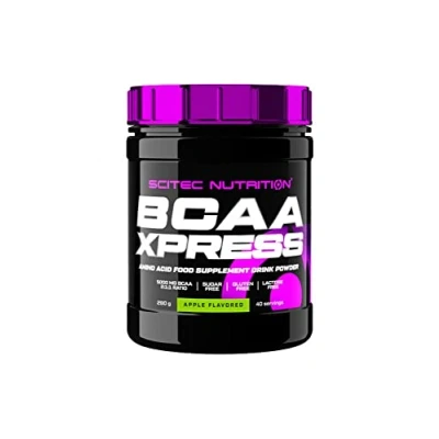 Afbeelding van Scitec Nutrition BCAA Xpress, Suiker , Gluten &amp; Lactosevrij, 5g pure BCAA, Spierherstel Groei, 2:1:1 Aminozuurverhouding, gearomatiseerd gemakkelijk te mengen, 280 g, Appel