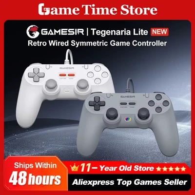 Afbeelding van GameSir Tegenaria Lite bekabelde gamepad 1000 Hz, extreem lage latentie, Hall effect sticks, 2 knoppen aan de achterkant Switch/PC/Android/iOS Serene White