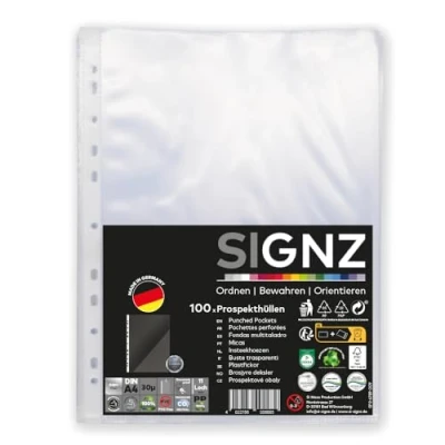 Afbeelding van SIGNZ Brochurehoezen (DIN A4, 30 my), 100 stuks, glashelder, CO2 neutraal gemaakt, made in Germany