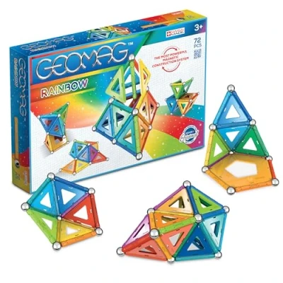 Afbeelding van GEOMAG CLASSIC RAINBOW 68 Stukken Klassieke Bouwset Magnetisch Speelgoed Voor Kinderen Vanaf 3 Jaar Fabricatie Zwitserland Stimuleert STEM Leren Meerkleurig