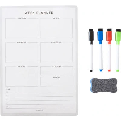 Afbeelding van Planbooks Magnetische Weekplanner Whiteboard Planbord Familieplanner A4 Inclusief Stiften en Wisser