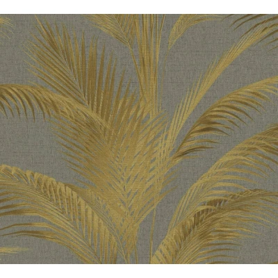Afbeelding van Livingwalls Vliesbehang Palmen hoogwaardig behang jungle 399804 in grijs, goud, metallic luxe ontworpen door MICHALSKY