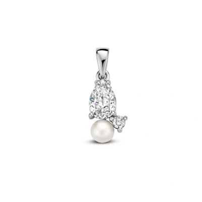 Afbeelding van zilver gerhodineerd hanger parel en zirkonia 1335386