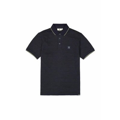 Afbeelding van Garcia regular polo met ingebreid patroon donkerblauw