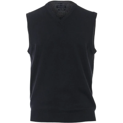 Afbeelding van Casa Moda slipover v hals donkerblauw effen katoen M