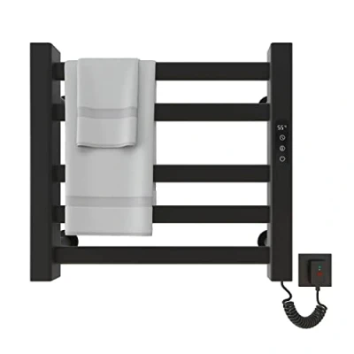Afbeelding van Elektrische handdoekradiator 500x450mm Intelligente handdoekverwarmer met constante temperatuur badkamer Verwarmde handdoekdroger Black Right