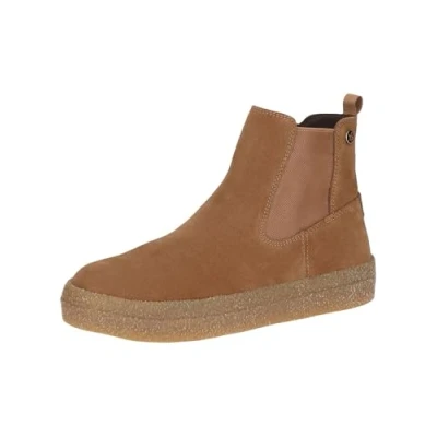 Afbeelding van Caprice Enkellaarsjes met plateauzool, Dames, Maat: 40, Cognac suede Leer en textiel