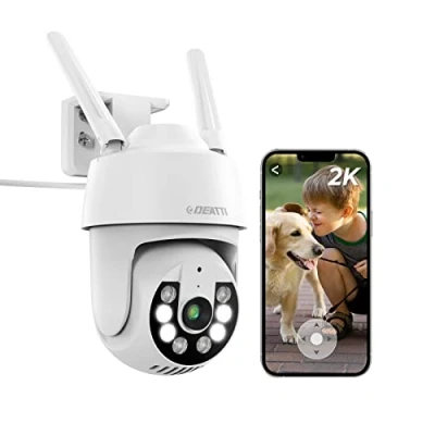 Afbeelding van DEATTI (Upgrade versie) 2K bewakingscamera voor buiten, wifi, camerabewaking buiten/binnen, PTZ dome, IP camera, outdoor, tweeweg audio, PIR bewegingsmelder, bericht push, IP66
