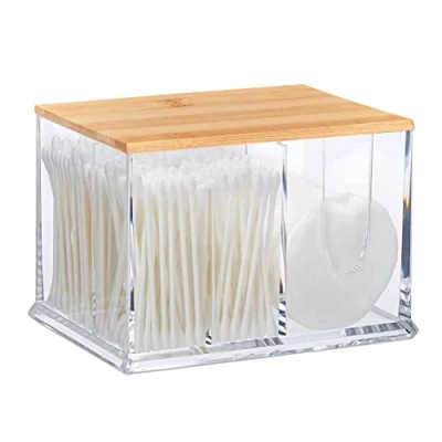 Afbeelding van Relaxdays wattenstaafjeshouder wattenstaafjes dispenser houder acryl oorstaafjes kleurenmix 1, L