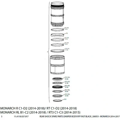 Afbeelding van Rockshox Monarch Damper Body Bedrijf Zwart 200 x 51 mm