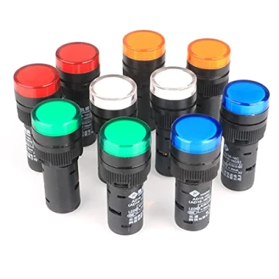 Afbeelding van GUUZI 12V/24V 20mA Energiebesparende LED indicatielampje Montagegat Maat 16mm Groen/Geel/Rood/Blauw/Wit (10 stuks)