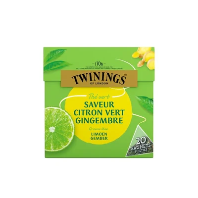 Afbeelding van Twinings Groene thee limoen gember 20 stuks