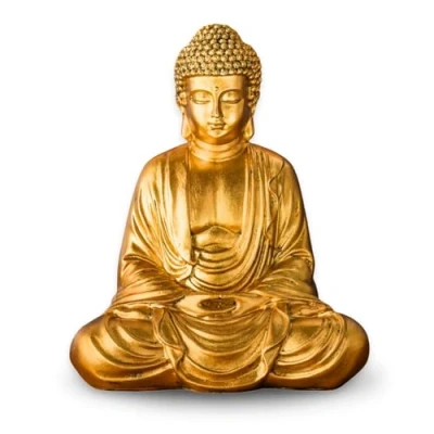 Afbeelding van Zen&#039;Light Zen en Feng Shui Boeddha Meditatie Gold Biedt een rustgevende ontspannende sfeer aan uw huis Lucky Charm Standbeeld Hoogte 20 cm, Hars, 16 x 10 cm