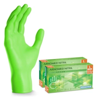 Afbeelding van ARNOMED wegwerphandschoenen groen, L, nitril handschoenen met 200 stuks per doos, poedervrij, latexvrije rubber handschoenen, verkrijgbaar in S, M, L &amp; XL