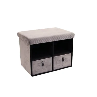 Afbeelding van THE HOME DECO FACTORY Meli Velvet Design Opvouwbare Opbergbank L. 50 X H. 38 Cm Grijs
