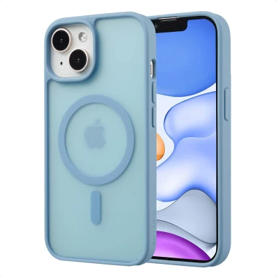 Afbeelding van Apple iPhone 15 MagSafe Hoesje Kunststof imoshion Hardcase/Backcover Lichtblauw Telefoonhoesje