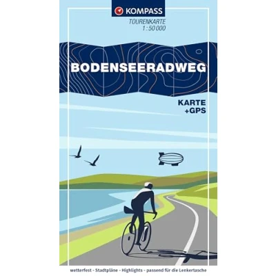 Afbeelding van KOMPASS Fahrrad Tourenkarte Bodenseeradweg 1:50.000: Leporello Karte, reiß und wetterfest: 7005
