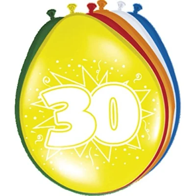 Afbeelding van Ballonnen 30 jaar 8 stuks