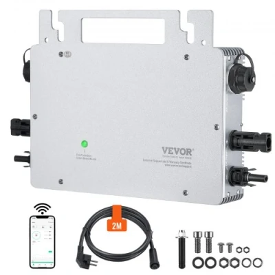 Afbeelding van VEVOR Micro omvormer, aansluiting op zonnenet, 800 W, IP65 waterdicht, voor zonnepaneelsystemen DC18 50 V, bedrijfsspanning met netsnoer, antenne, wifi app,