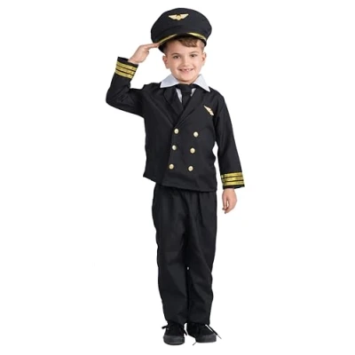 Afbeelding van Dress Up America Pilotenkostuum voor jongens en meisjes Kapitein uniform luchtvaartmaatschappij kinderen Rollenspel aankleden