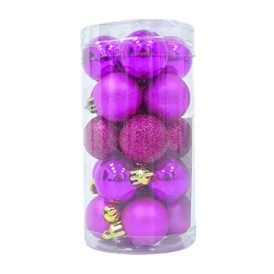 Afbeelding van Pak van 20 30 mm Kerstballen Glanzende Matte &amp; Glitter Mini Kerstboomballen (Warmroze)