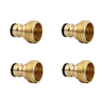 Afbeelding van Hydrogarden 4 stuks tuinslang snelkoppeling 3/4 inch messing buitendraad slangtule adapter