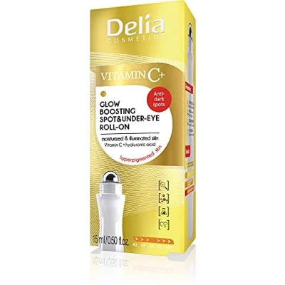 Afbeelding van Delia Cosmetics Roll On Eye met vitamine C Een stralende, gehydrateerde look alle huidtypes hyaluronzuur &amp; Anti Aging 15 ml