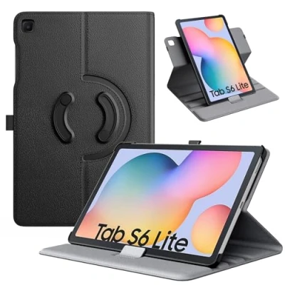 Afbeelding van TiMOVO Hoesje voor Samsung Galaxy Tab S6 Lite 2024/2022/2020, 90 graden draaibare standaard hoes met S Pen Loop, ondersteuning Auto Wake Sleep 10,4 inch tablet, zwart