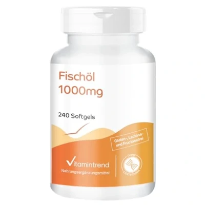 Afbeelding van Visoliecapsules Omega 3 240 softgels 3000mg visolie per dagelijkse dosis met EPA en DHA hooggedoseerd biologisch beschikbare supplementen uit Duitsland Vitamintrend
