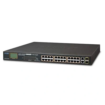 Afbeelding van Planet 24 poorts 10/100TX 802.3at Combo PoE Switch 2 Gigabit TP/SFP met LCD Monitor 300 Watt
