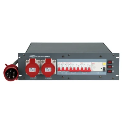 Afbeelding van Showgear PS 3202 MKII 32A CEE In 2 x 16A Out + 6 Schuko