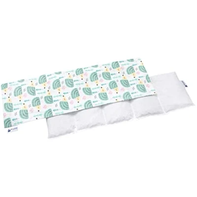 Afbeelding van Medi Partners Kersenpitkussen, 60 x 20 cm, 800 g, 100% katoen, 5 kamers, korrelkussen, groot, ecologisch, natuurlijk warmtekussen, koudetherapie, afneembare overtrek (mint egel)