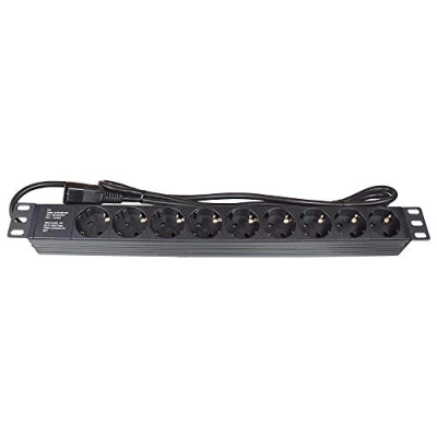 Afbeelding van Good Connections® Stekkerdoos 19&quot; (1HE) C14 kabel montagebeugel voorzijde 19 inch, 9x C13 Kaltgerätebuchse