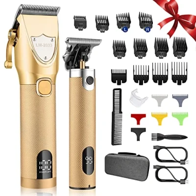 Afbeelding van Roziapro Tondeuse Draadloze Baard Trimmer voor Mannen Professionele Kapper T Blade Oplaadbare Verzorging Kit Elektrische Haar Snijset (Goud)