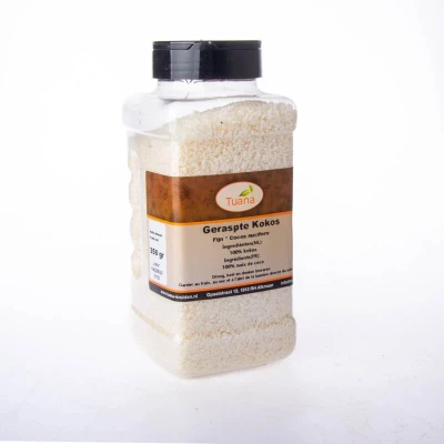 Afbeelding van Tuana Kruiden Kokosmeel / Geraspte Kokos Strooibus 500 Gram Zonder Zout GP0150