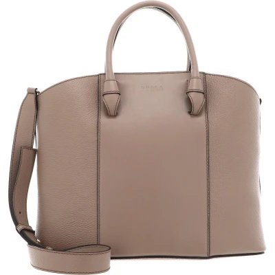 Afbeelding van FURLA Leren Schoudertas Handtas Miastella Tote Bag Greige Beige