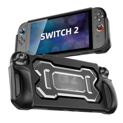 Afbeelding van TiMOVO beschermhoes voor Nintendo Switch 2 2025, TPU grip met ergonomisch ontwerp console accessoires, schokabsorberend, krasbestendig, precieze uitsparingen, zwart