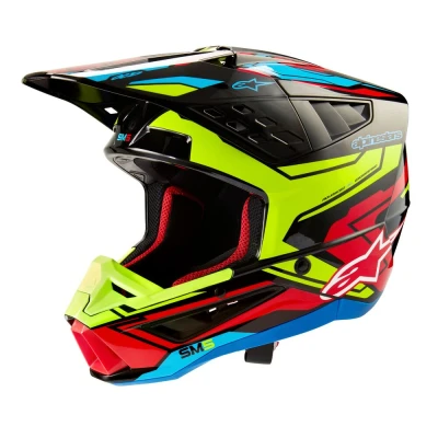 Afbeelding van Alpinestars 2024 Supertech M5 Action Crosshelm Zwart / Fluor Geel Rood maat L