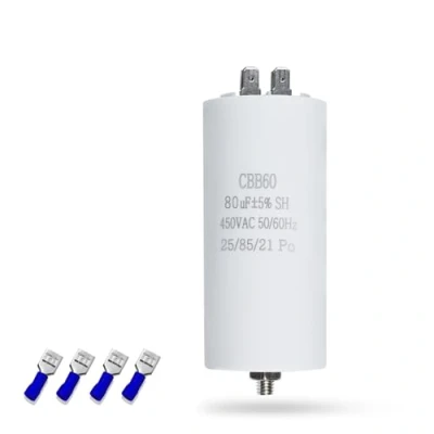 Afbeelding van Iruihoo CBB60 Motorcondensator 80µF, 450V condensator 50/60Hz aanloopcondensator 80uF motorloopcondensator stekker M8 voor elektromotor