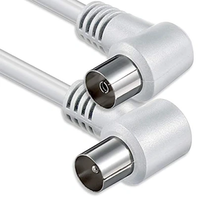 Afbeelding van Antennekabel haaks 5,0 meter 2x afgeschermde coax plug &gt; bus 90 wit St Ku (1x haaks) 75db