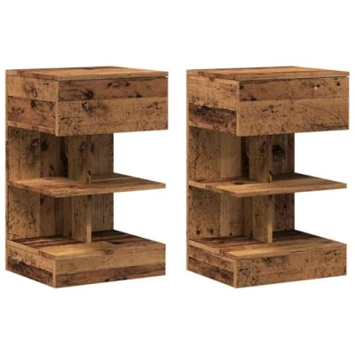 Afbeelding van vidaXL Nachtkastjes 2 st 40x35x65 cm bewerkt hout oud houtkleurig