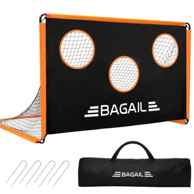 Afbeelding van Bagail voetbaldoel 2 in 1 ontwerp met een doel voetbalnet, uitgerust draagbare handtas, gemakkelijk te monteren, perfect voor tuin schiettraining en entertainment, 6 x 8 voet
