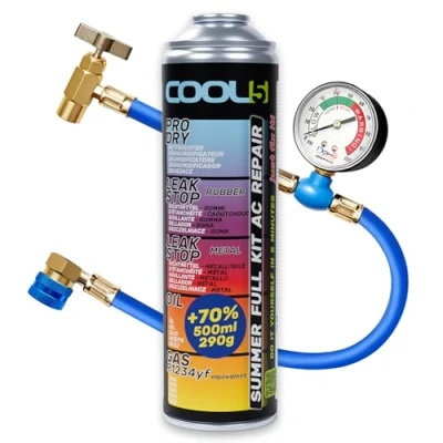 Afbeelding van COOL5 R1234yf koelmiddel navulsets, koelmiddel, klimaatgas voor voertuigen die na 2017 zijn geproduceerd, 5 in 1 + drukleiding met manometer gas APC