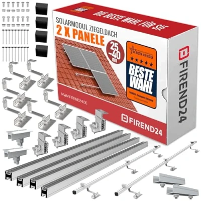 Afbeelding van SET 2x PV modules, PV, fotovoltaïsche opstand, dakhouder, bevestiging, houder, zonnepaneel, baksteendak, 25 40 mm